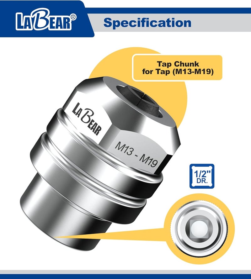 LABEAR 1/2"DR x M13–M19 Interchangeable Adjustable Tap Chuck Adaptor – Heavy-Duty Tap Socket for Hand Tapping - Image 2